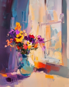 Fleurs &Eacute;clatantes &agrave; la Fen&ecirc;tre