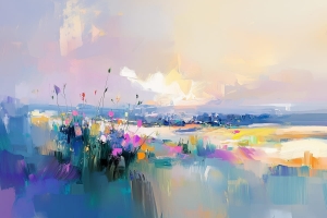 Bl&uuml;hender Horizont &ndash; Abstrakte Pastelllandschaft