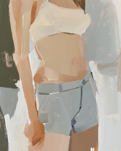 Frau in Shorts &ndash; minimalistischer figurativer Stil