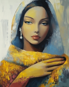 Mujer con un pendiente de perla