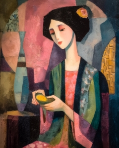 Donna con Ciotola in Armonia Cubista