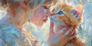 M&auml;dchen mit Katze