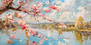 Paysage de fleurs de cerisier