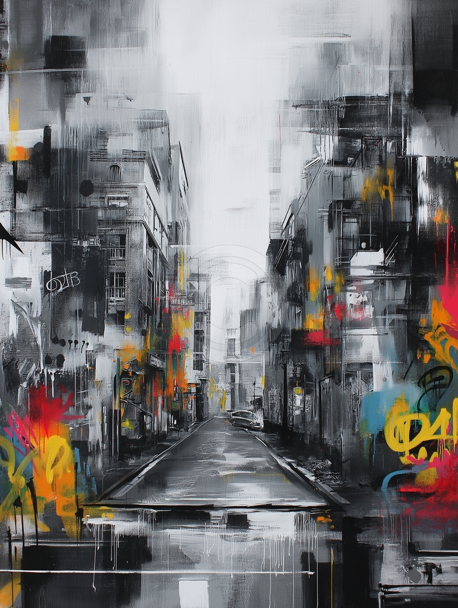 Strada urbana con graffiti