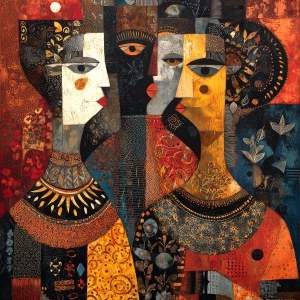 Visages abstraits en composition