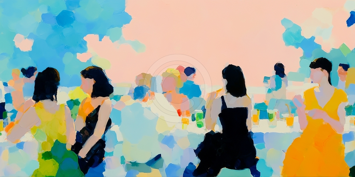 Personnes dans un cafe en plein air