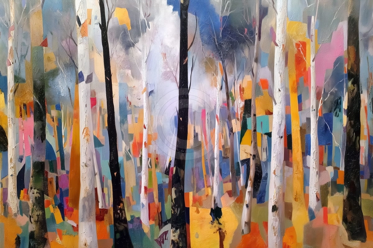 Colorful Birch Forest