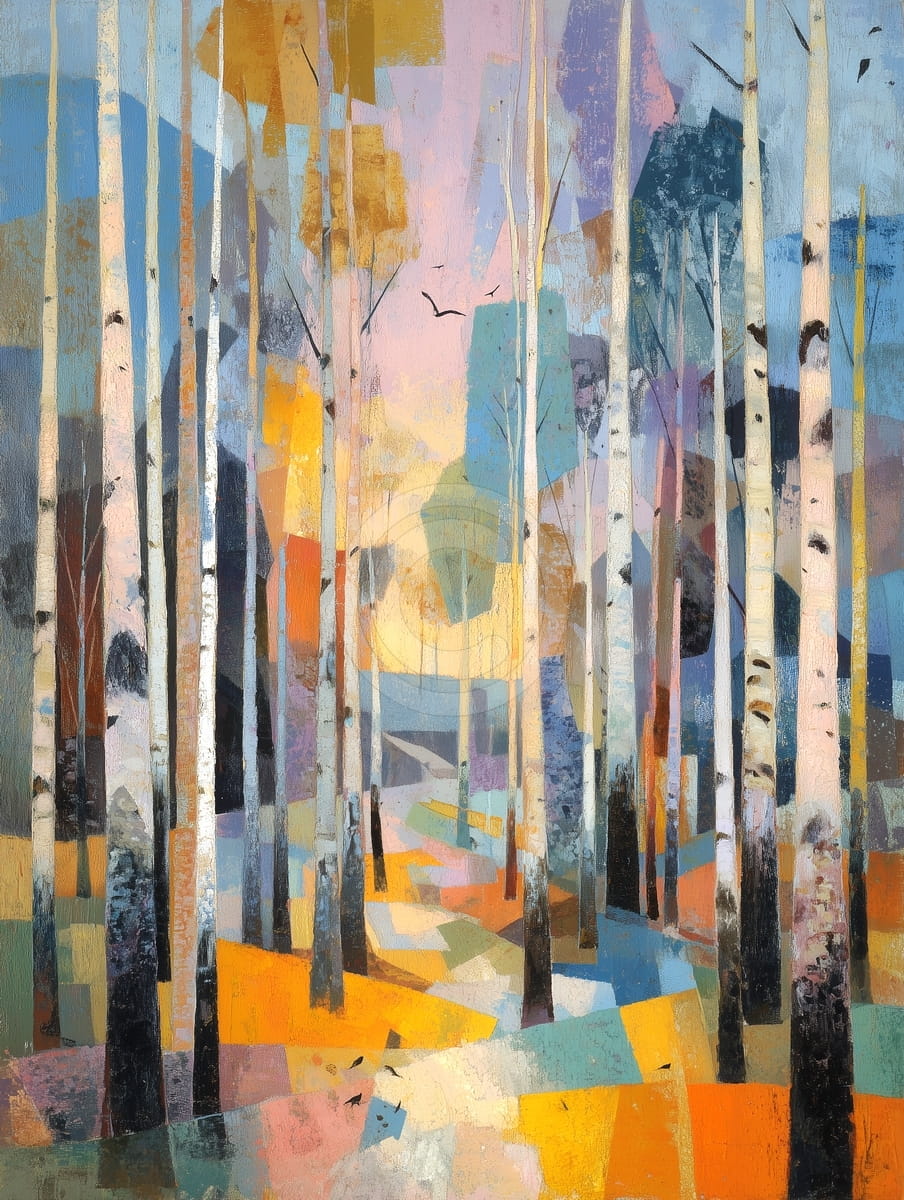 Bosque de Abedules al Atardecer