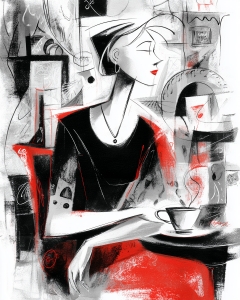 Caf&eacute; con Pinceladas de Rojo
