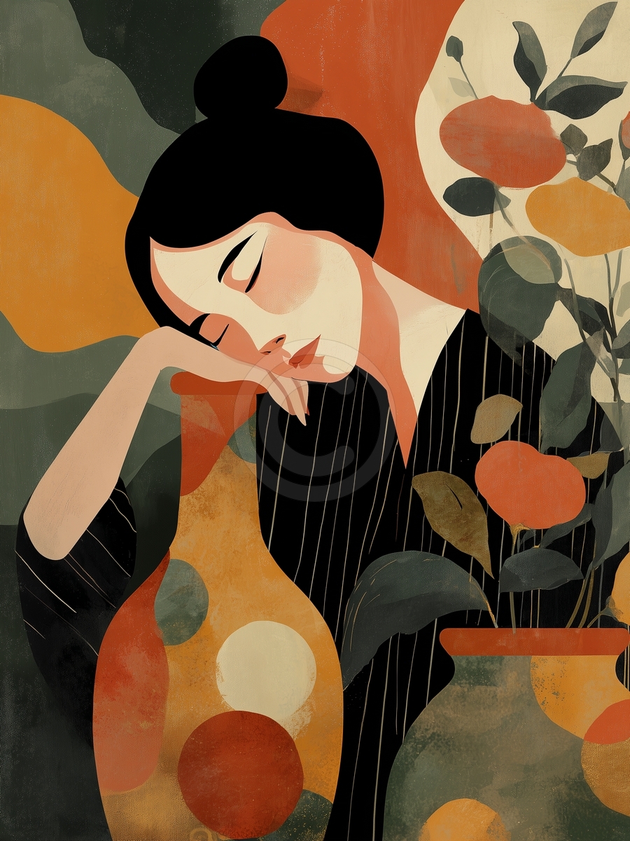 Woman at Rest with Botanicals