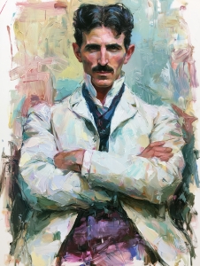Retrato de Nikola Tesla