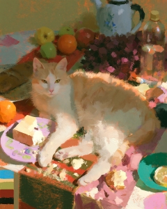 Il gatto tra la frutta