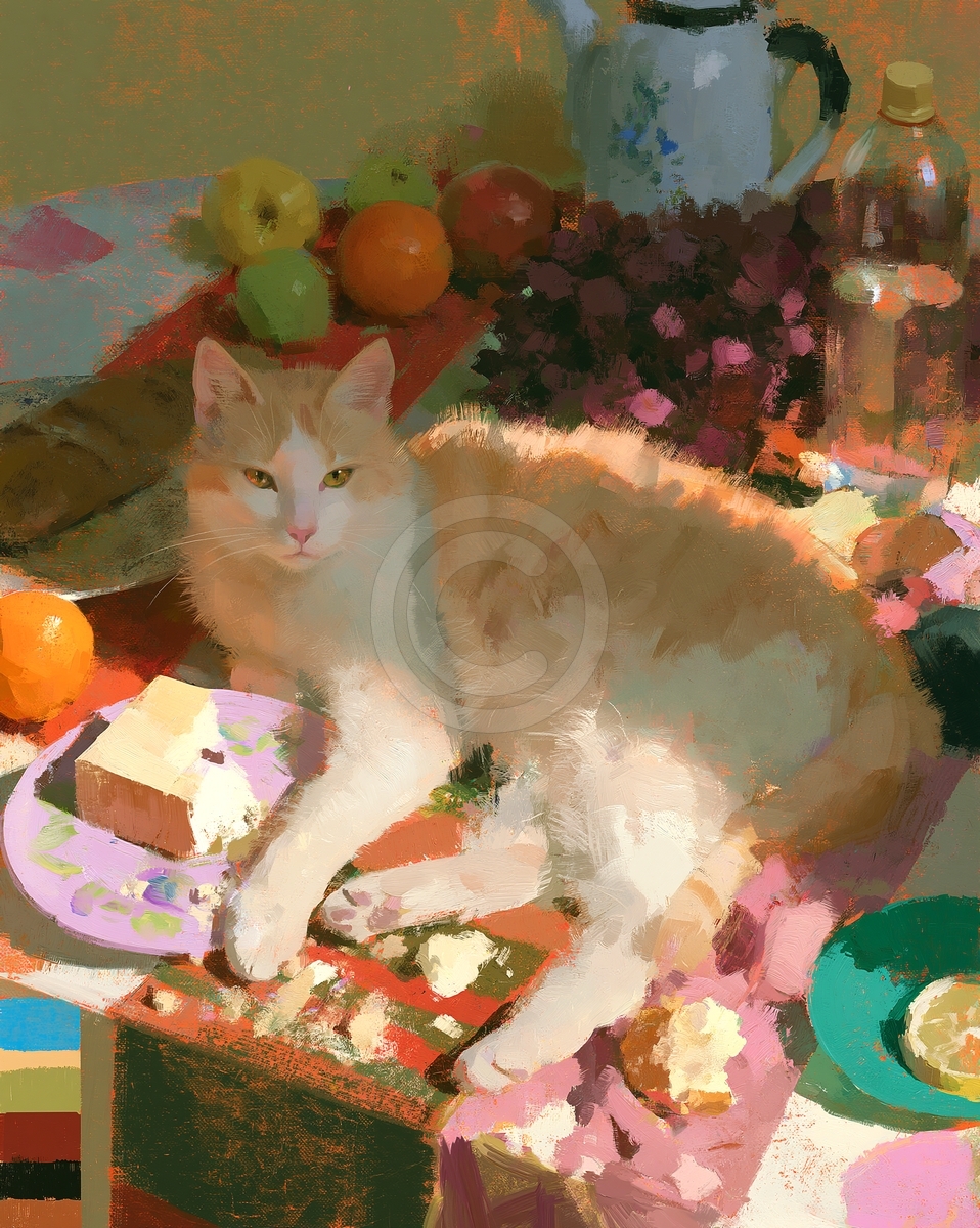 Il gatto tra la frutta
