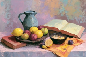 Libri antichi, frutta matura