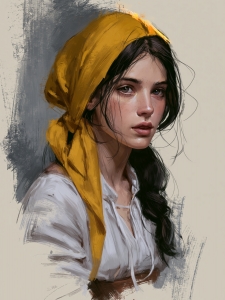 Jeune fille au foulard safran