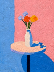 Drei Bl&uuml;ten, k&uuml;hne Farbe
