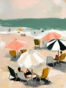 Beach umbrellas in summer