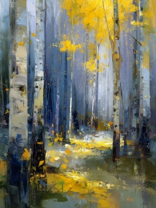 Foresta blu, luce dorata