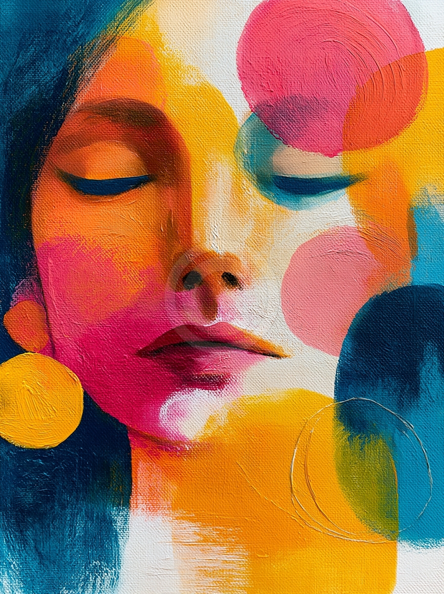 Rostro en rosa y oro