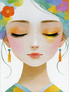 M&auml;dchen mit Blumen im Haar