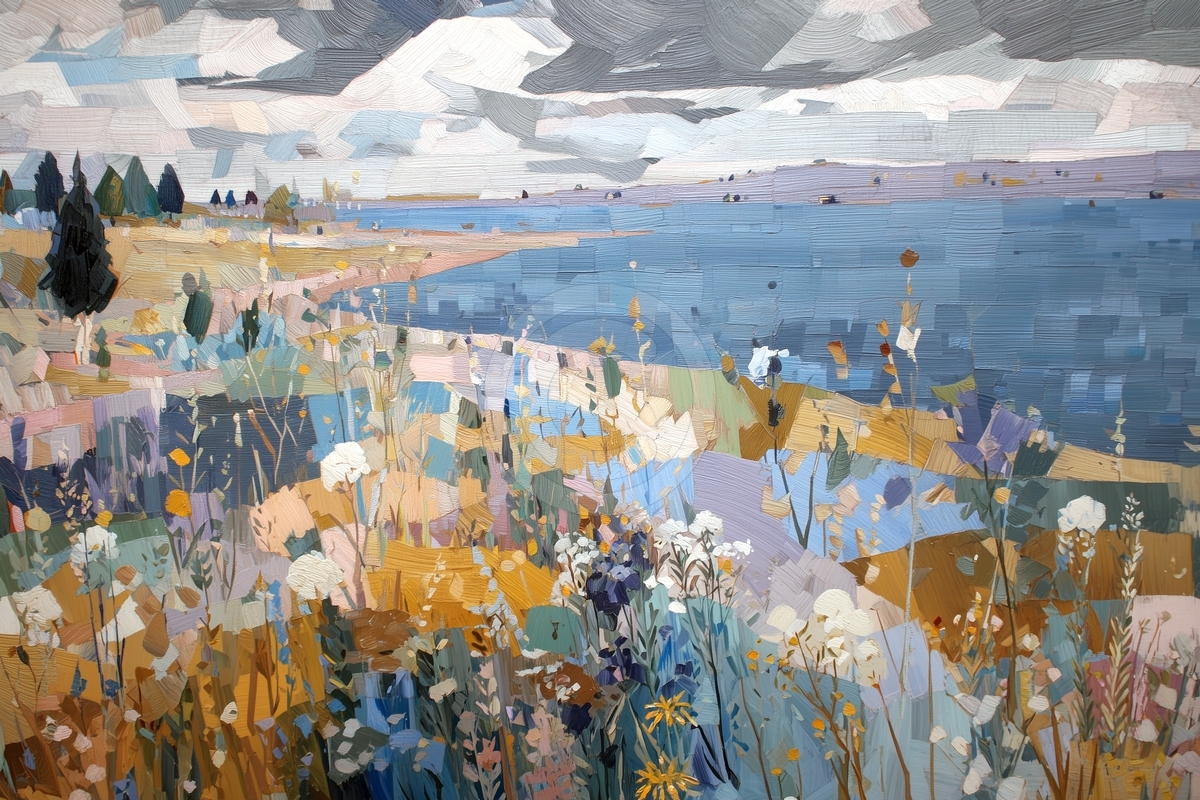 Wiese an der Klippe am Meer