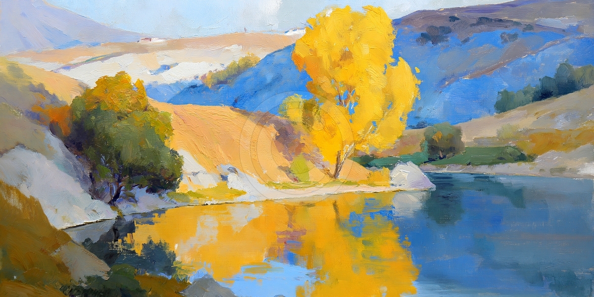 Goldener Baum am Fluss