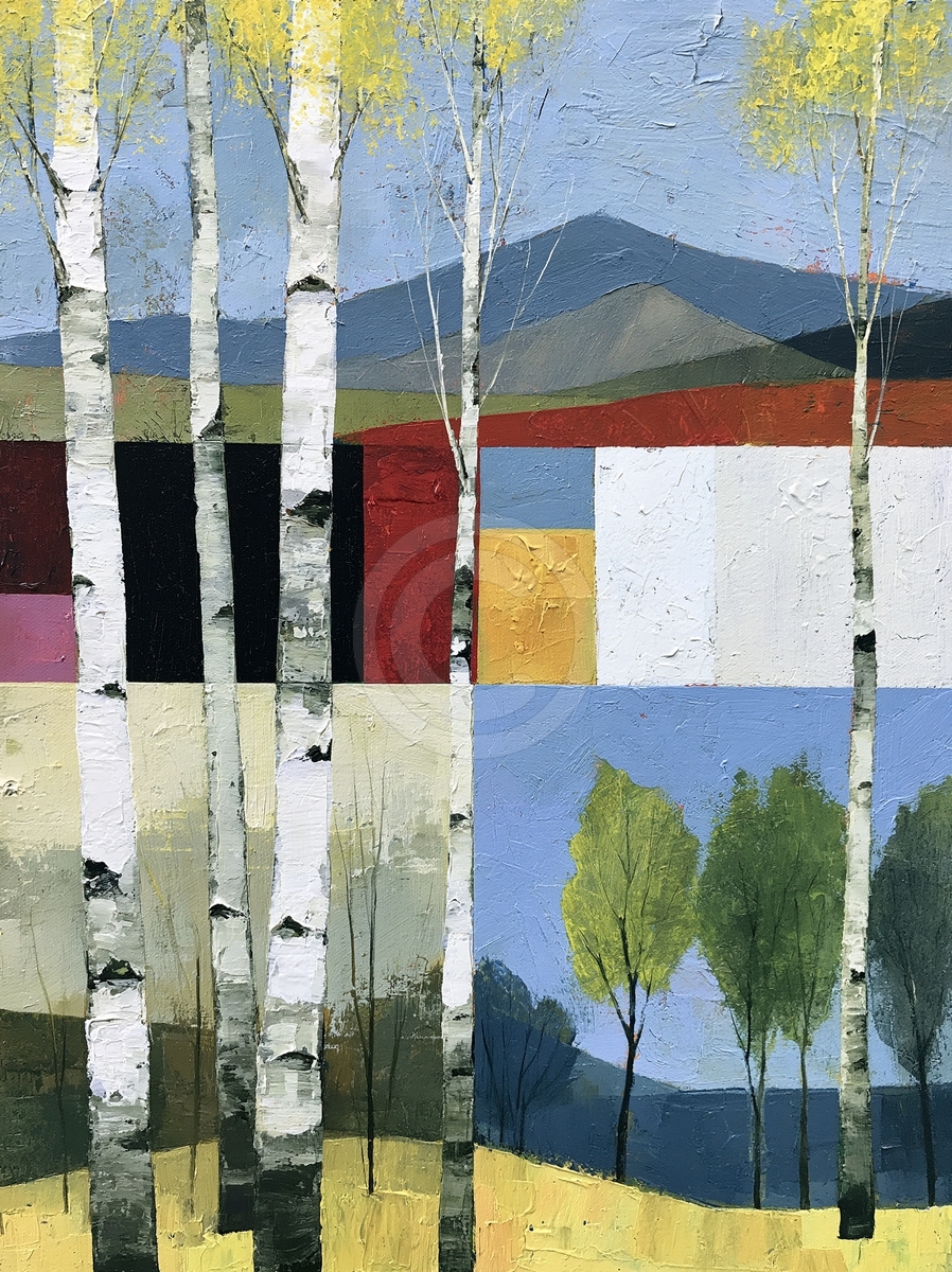 Paysage moderne aux bouleaux