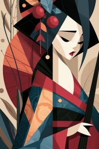 Geisha in Geometric Style