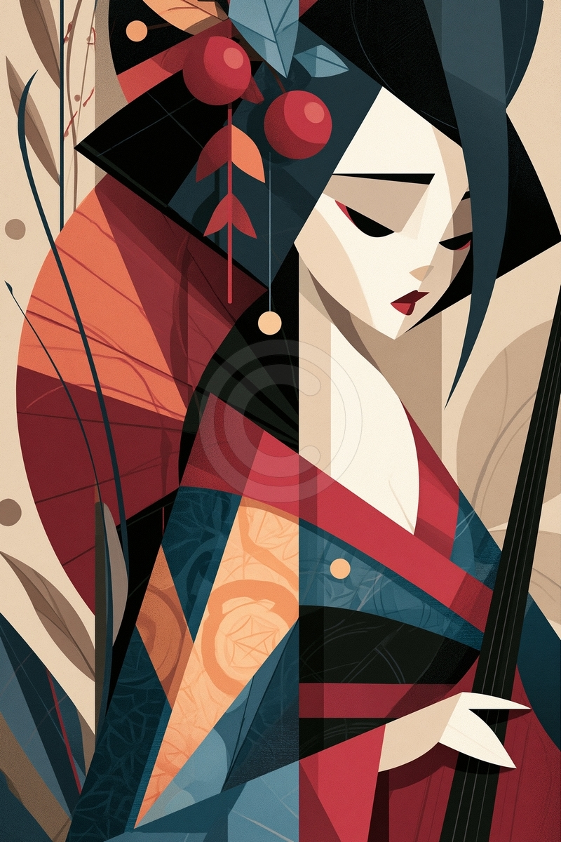 Geisha in Geometric Style