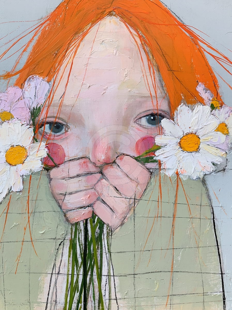 Girl Holding Daisies